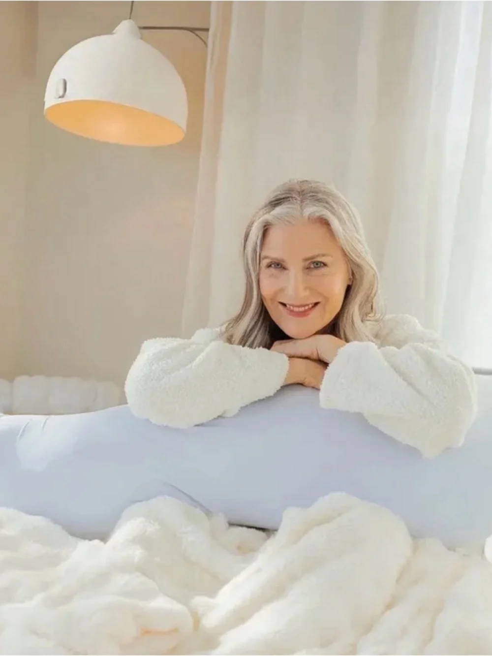 NEW IN BOX Mellow Ergonomic Full Body Side Sleeper Pillow in Gray